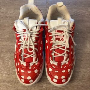 FILA Disruptor 2 PRM Repeat Red White Polka Dot Women’s Size 8.5 PreOwned